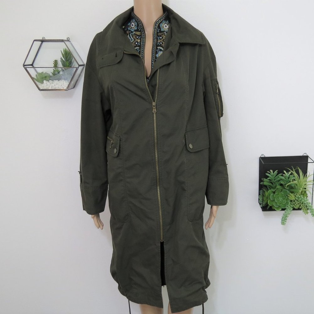 Zara Woman Army Green Light Weight Trench S - Picture 2 of 4